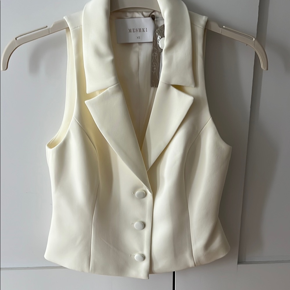 Meshki Women's Cream Buttoned Vest
